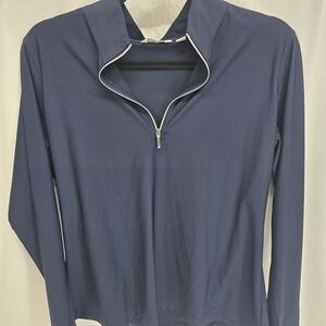 Lady Hagen Dark Blue Zip-Up Top